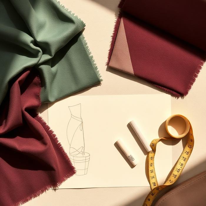 Fabric swatches and sketches from RYNE product development